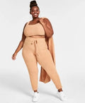 Beige Plus Size Terry Jogger Pants F655