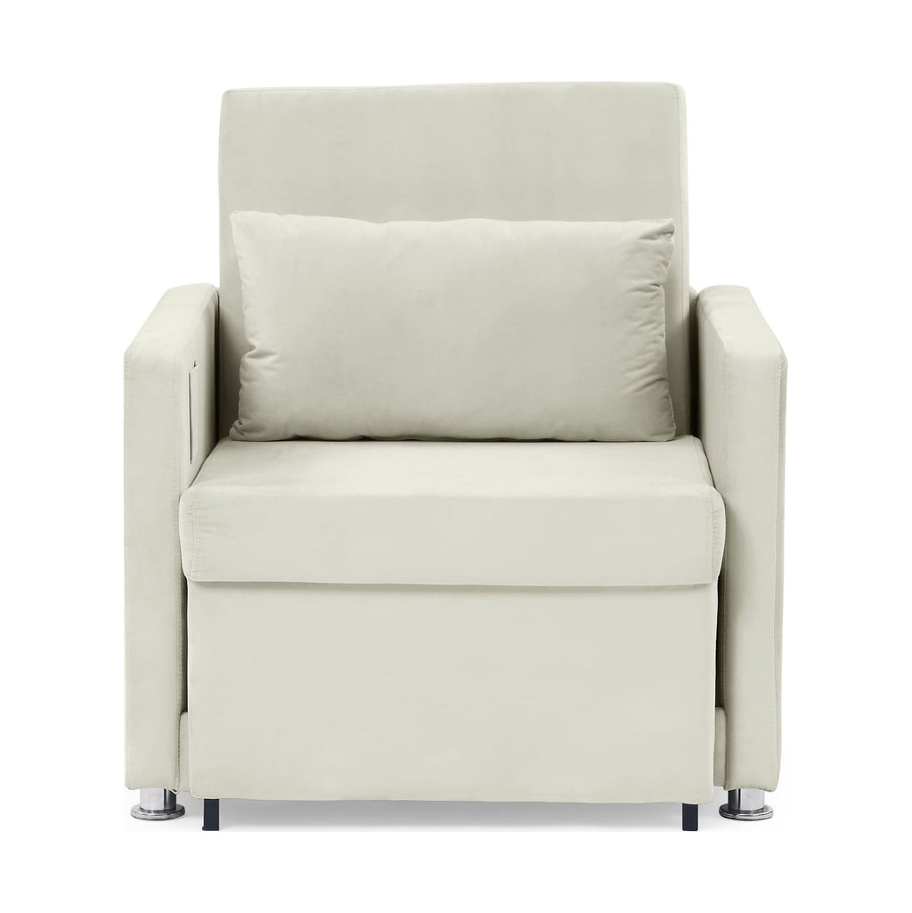 Beige Velvet Convertible Chair Bed K4253