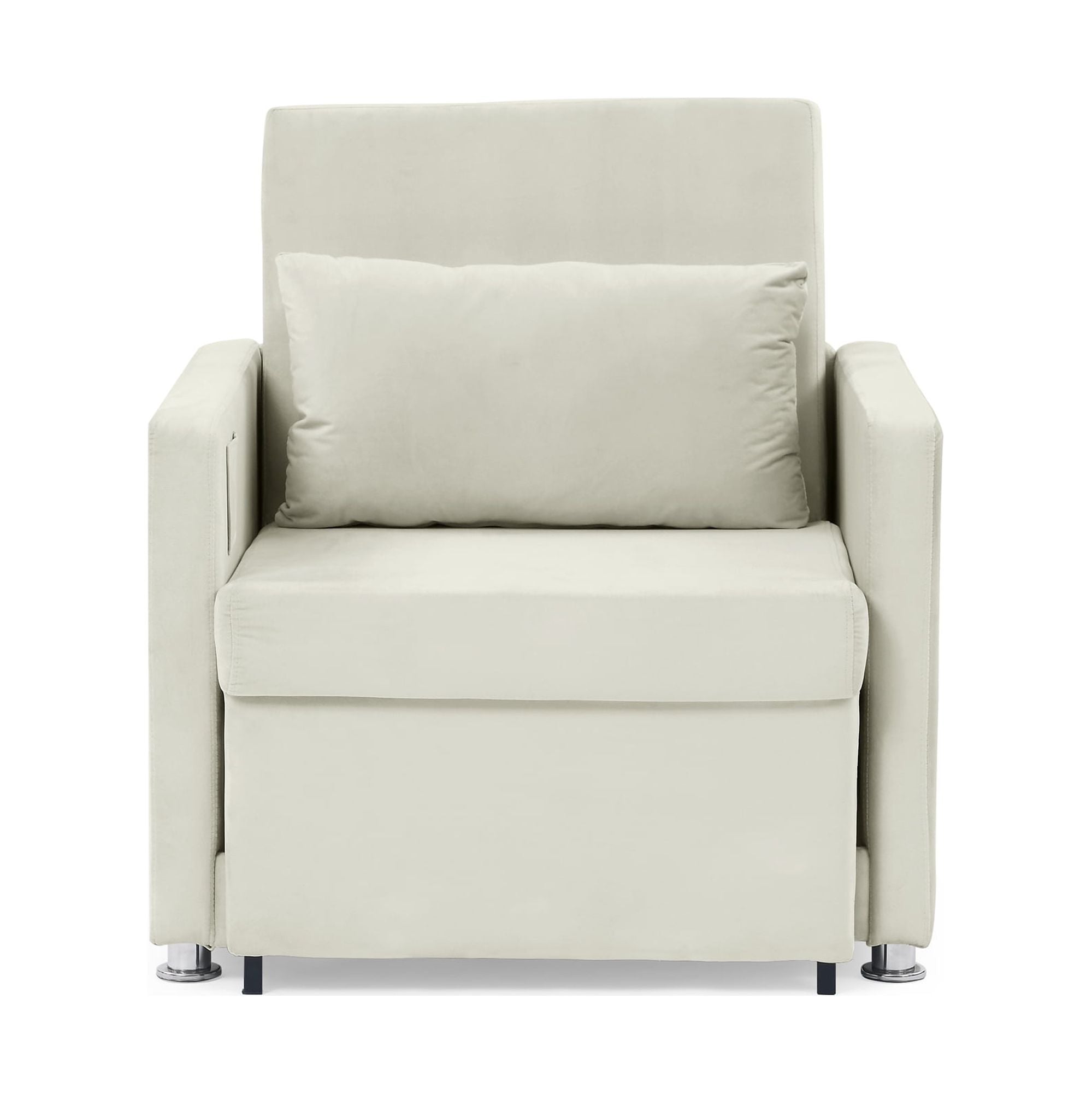 Beige Velvet Convertible Chair Bed K4253
