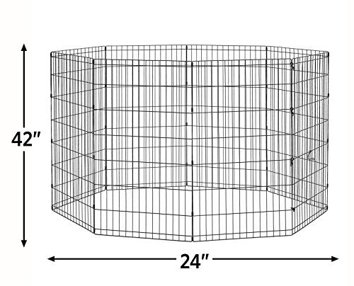 Black 24-Inch Folding Metal Dog Exercise Pen X332155