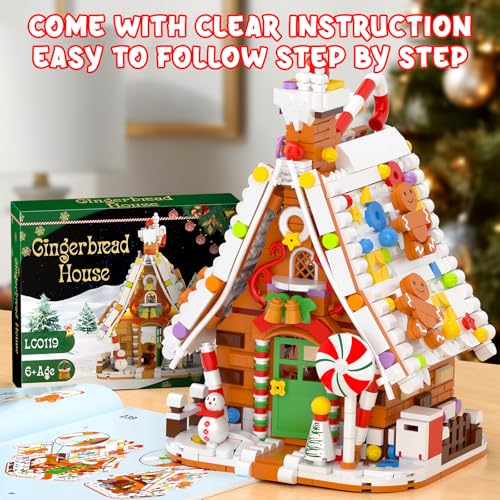 Large Christmas Village Gingerbread House Building Set with Light Kit (916PCS) N3512