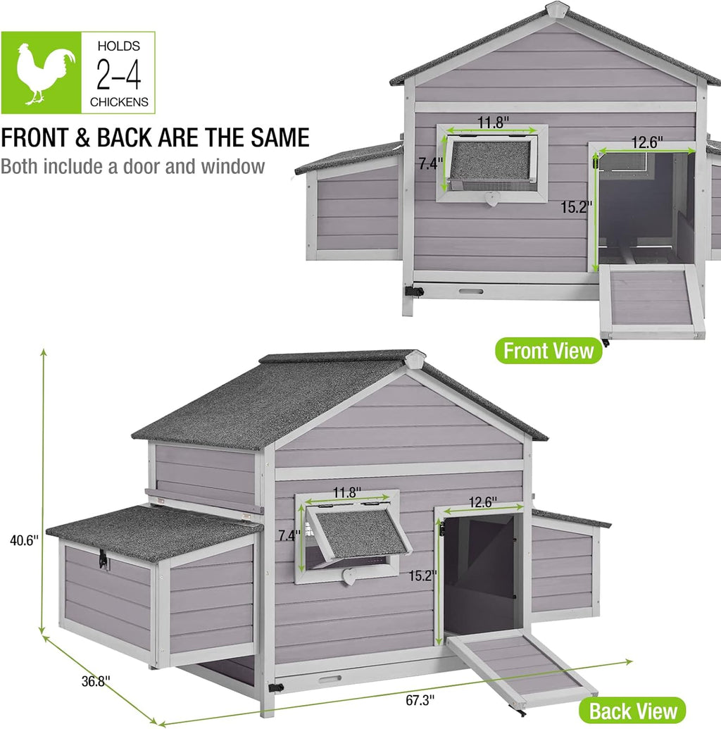 Chicken Coop Wooden Hen House with Large Nesting Box R701