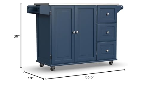 Sage Green Mobile Kitchen Island Cart with Stainless Steel Top G36433