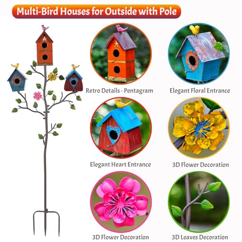 Metal Bird Houses for Outside with Pole X77533