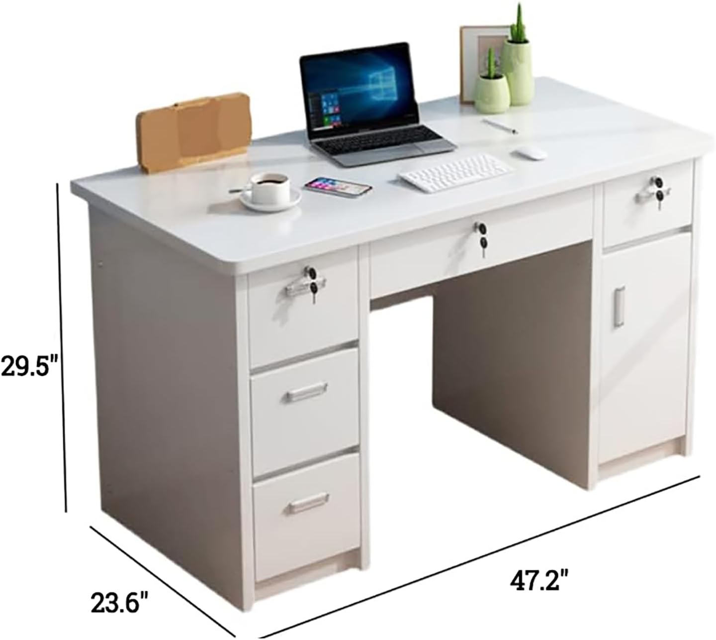 Gray Wooden Writing Desk with Drawers T631673