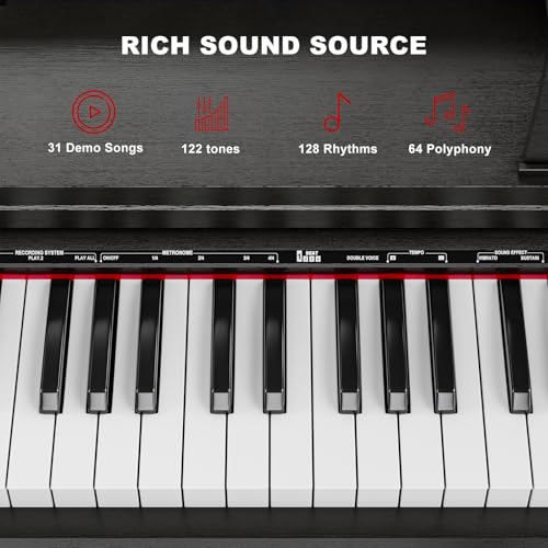 Black Full Size Weighted Key Digital Piano with Piano Bench, Stand, 3 Pedal D396