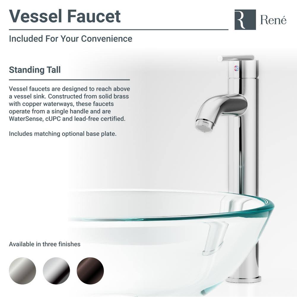 16-1/2x22 Glass Vessel Bathroom Sink with Vessel Faucet G135923