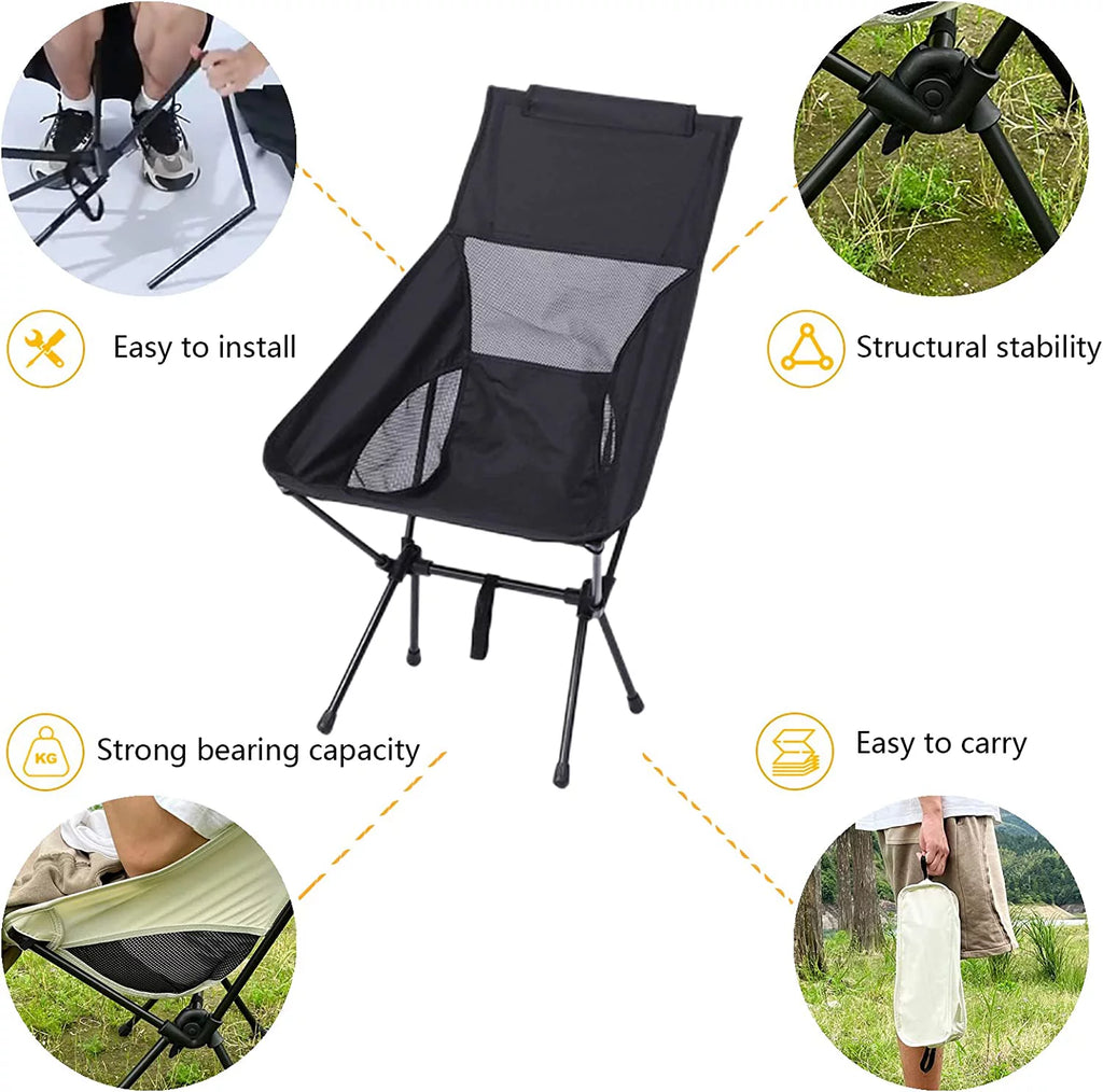 Black Heavy Duty High Back Folding Camping Chair S71787