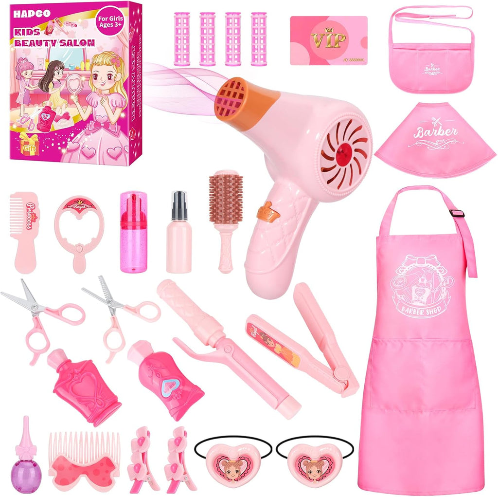 27 PCS Hair Styling Toy Set with Blow Dryer and Barber Apron K5689