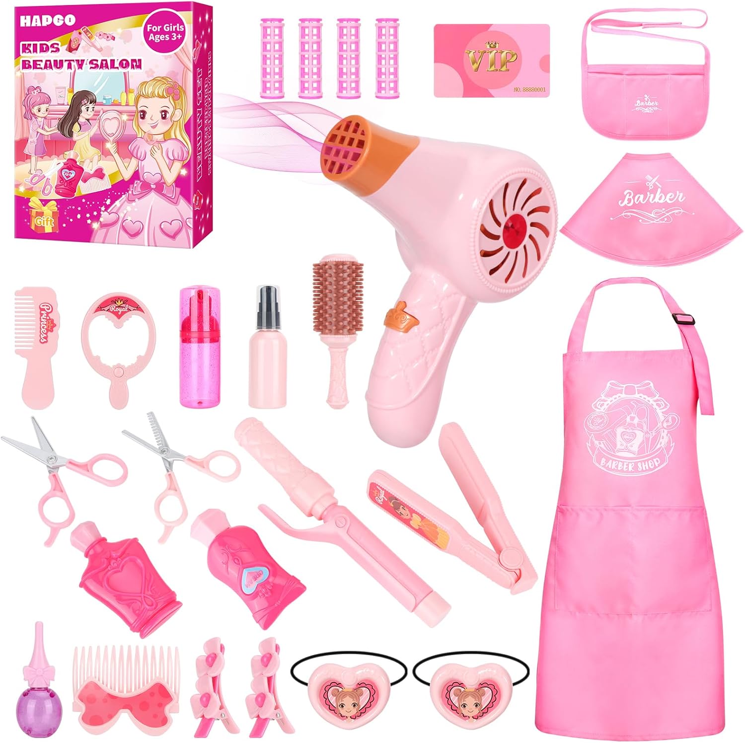 27 PCS Hair Styling Toy Set with Blow Dryer and Barber Apron K5689