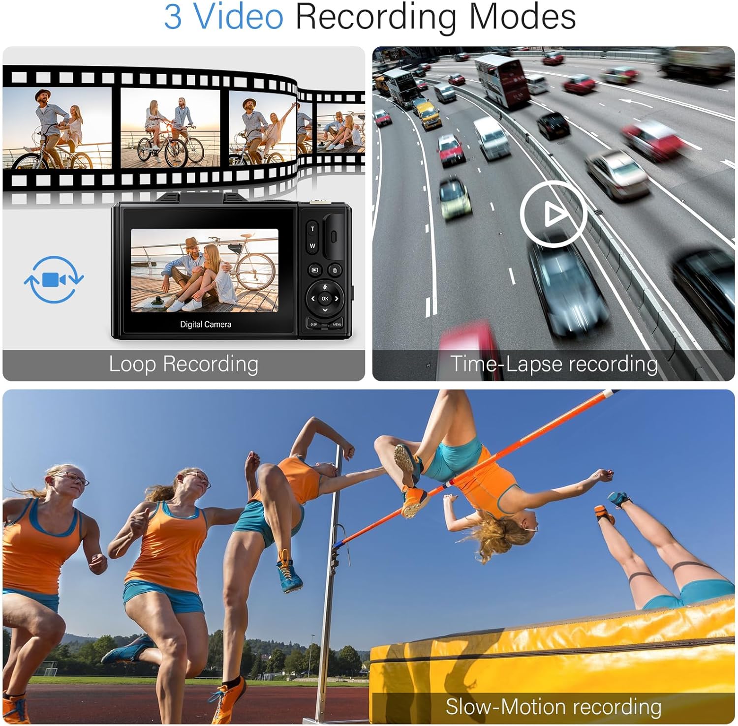 64MP 4K Digital Camera with 18X Zoom, 3.0 inch Flip Screen, 32GB SD Card, 2 Batteries H24924