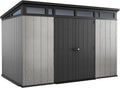 Grey & Black Resin Outdoor Storage Shed C498913