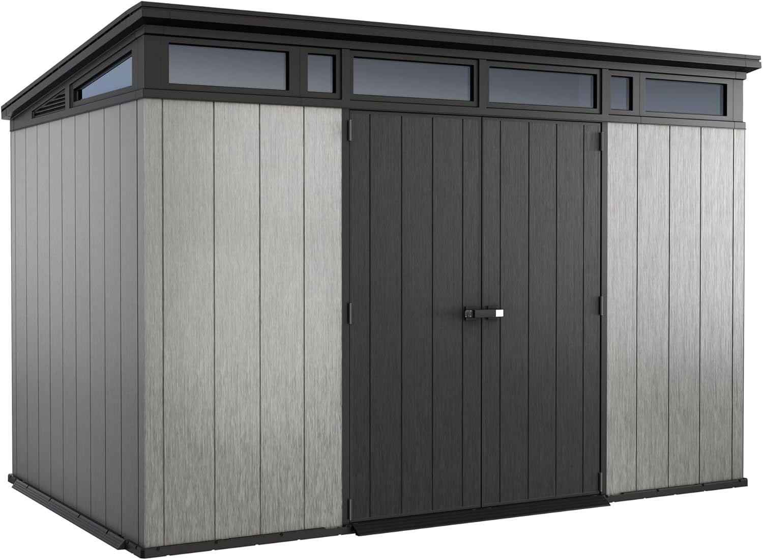 Grey & Black Resin Outdoor Storage Shed C498913