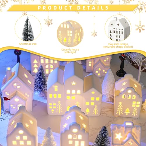 26 Pcs Ceramic Christmas Village Set with LED Houses H280