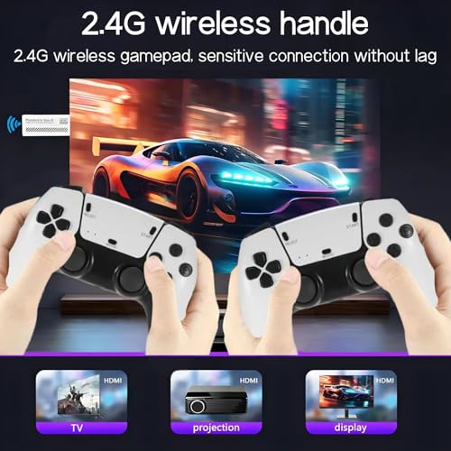 Classic Retro Game Console with 20000+ Video Games and Dual Game Controllers (White-Grey) H6677