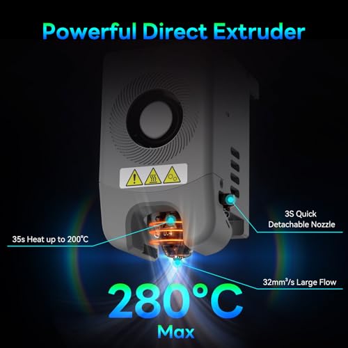 3D Printer, 600mm/s High-Speed FDM, Auto Leveling, 280°C Direct Extruder, Detachable Nozzle, Core XY All Metal Structure, Print Size 220x220x220mm N63255