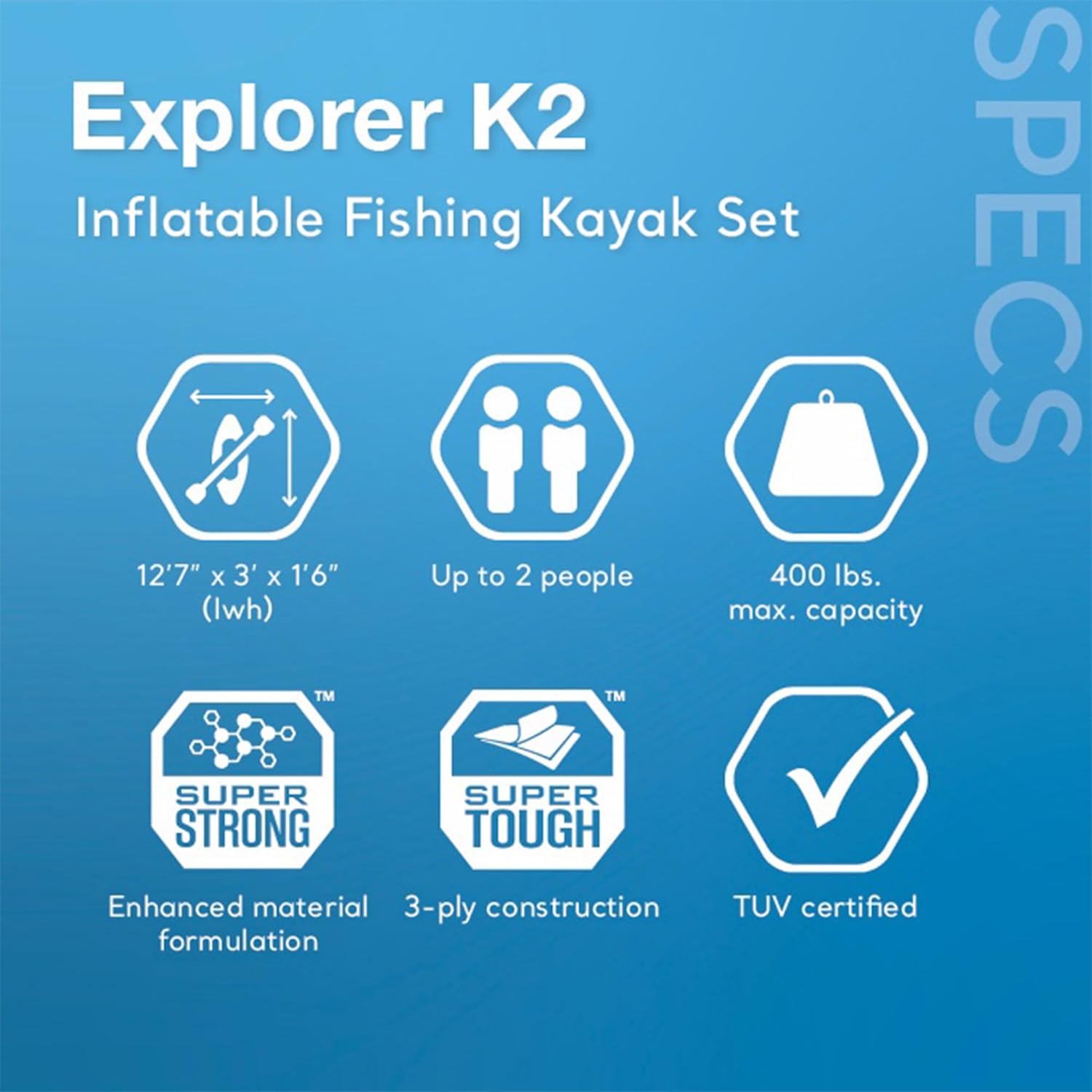 Inflatable Kayak Set with Paddles and Pump – 2-Person – 400lb Weight Capacity X900421