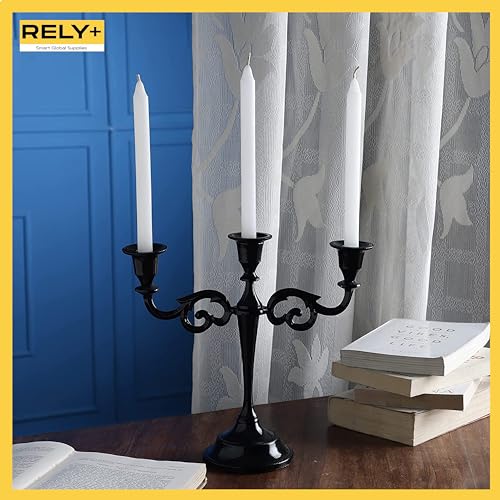 Glossy Black 10 inch Taper Candle Holders D180093