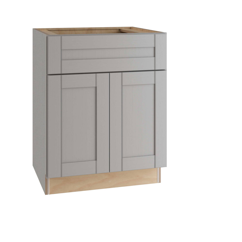 Veiled Gray Shaker Assembled Plywood 24 in. x 34.5 in. x 24 in. Sink Base Kitchen Cabinet R222