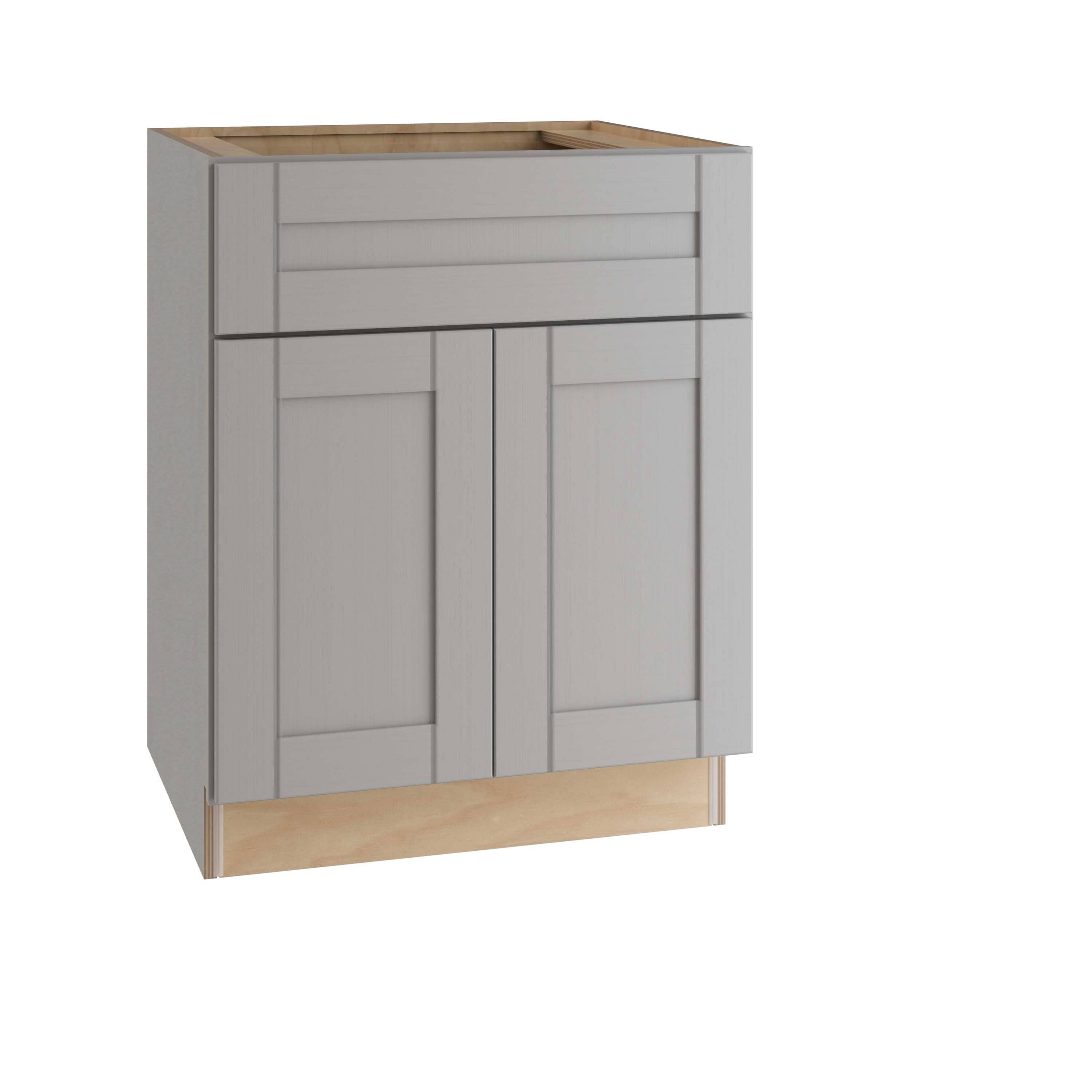 Veiled Gray Shaker Assembled Plywood 24 in. x 34.5 in. x 24 in. Sink Base Kitchen Cabinet R222