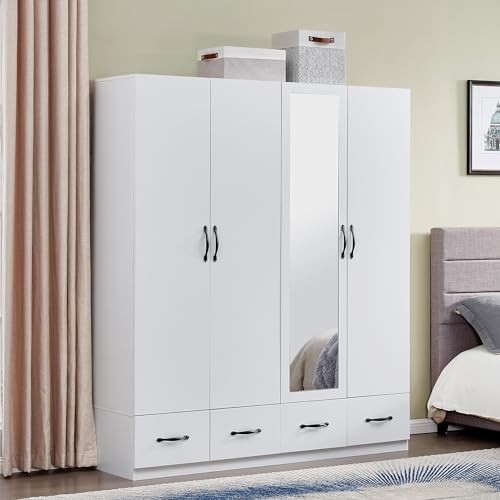 Gray Wooden Armoire Wardrobe with 3 Drawers J804864