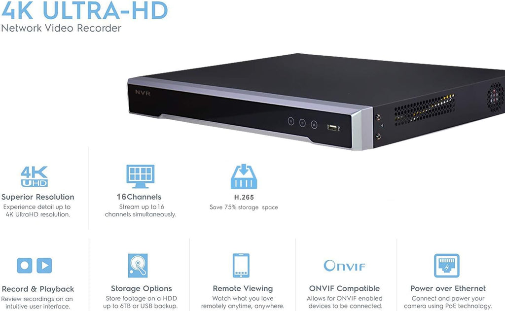 16-Channel PoE 4K Network Video Recorder NVR T739682