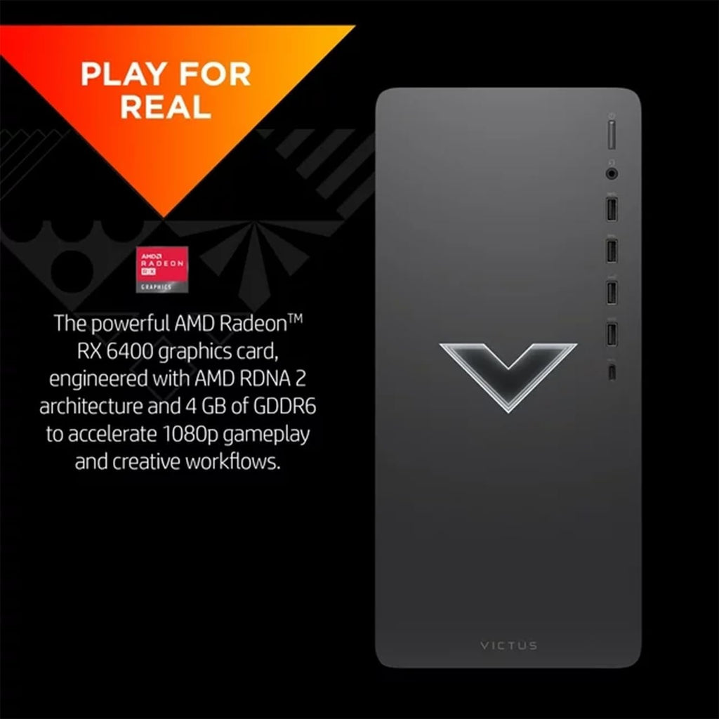 Black Gaming Desktop with AMD Ryzen 5 5600G, AMD Radeon RX 6400, 16GB RAM, 512GB SSD + 1TB HDD, Windows 11 Home N56544