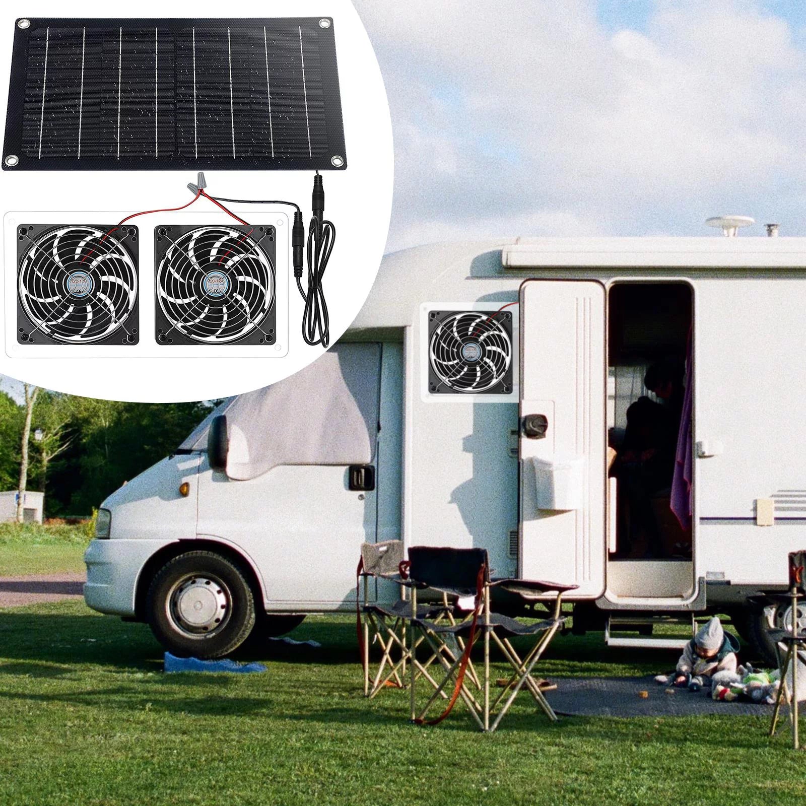 Waterproof Solar Exhaust Fan Extractor Ventilation Portable P8159