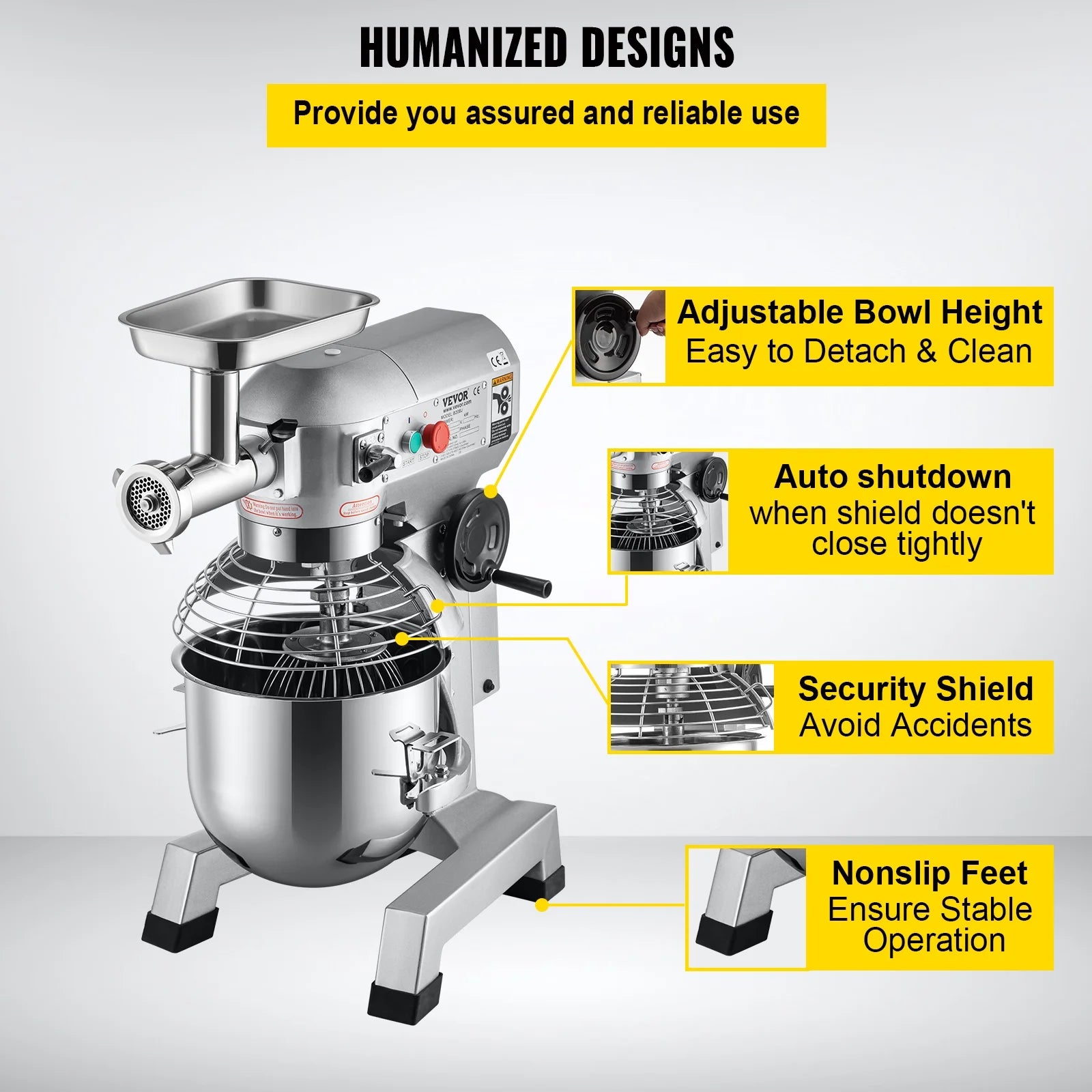 20Qt Stainless Steel Bowl Stand Mixer with Meat Grinder A981