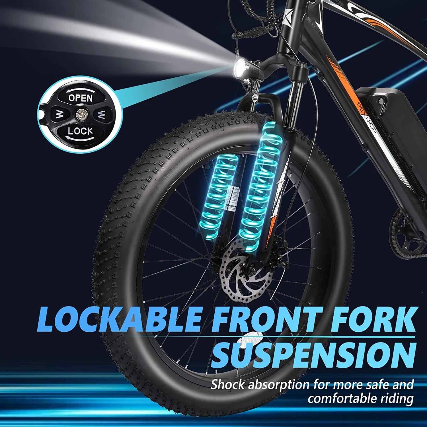 26" Fat Tire Electric Mountain Bike 500W 48V 13AH Removable Battery Shimano 7 Speed E238
