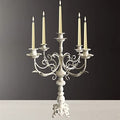 Vintage White Cast Iron 5 Arms Candlestick Holders 17Inch Tall S328470