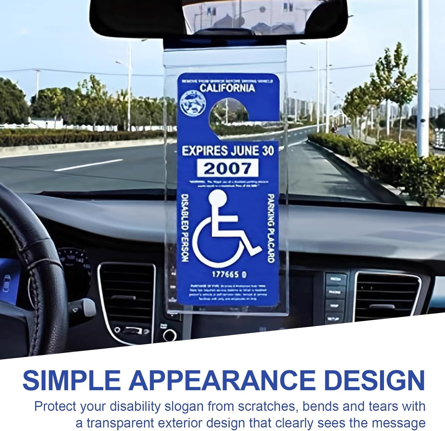 2 PCS Disabled Parking Permit PVC Protective Case with Hook (Transparent) M925