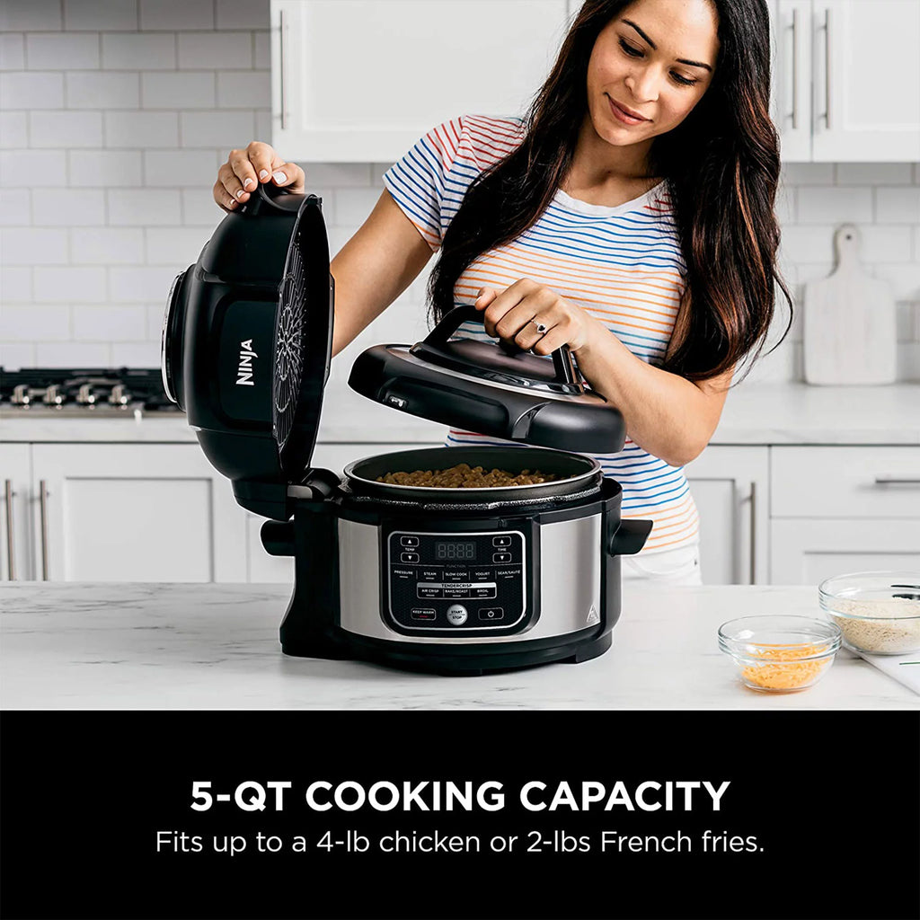 9 in 1 Pressure Cooker and Air Fryer with Nesting Rack, Silver Y13916