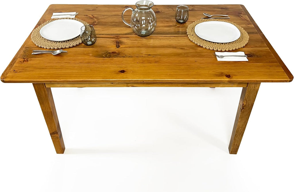 Solid Wood Rustic Farmhouse Dining Table with Breadboard Ends (5', Light Natural) A12274