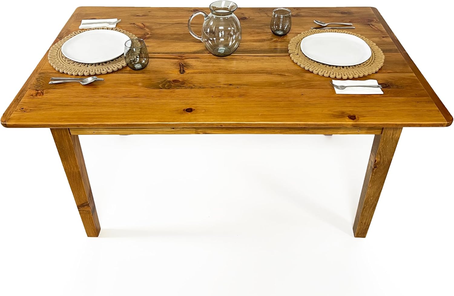 Solid Wood Rustic Farmhouse Dining Table with Breadboard Ends (5', Light Natural) A12274