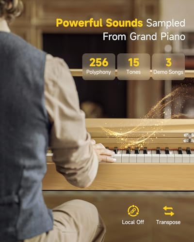 88 Key Weighted Digital Piano with Bluetooth, Walnut Wood Color N39743