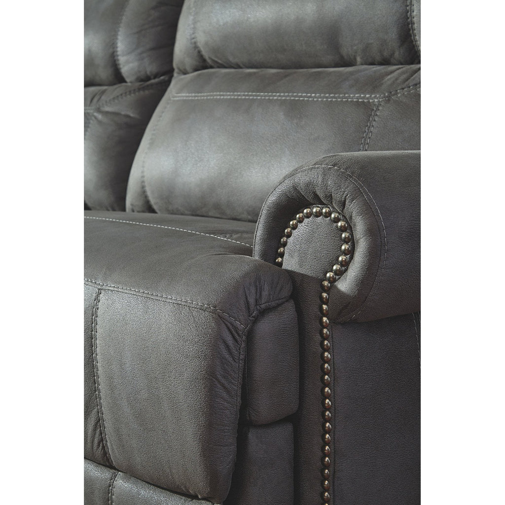 Gray Faux Leather Reclining Sofa T8594
