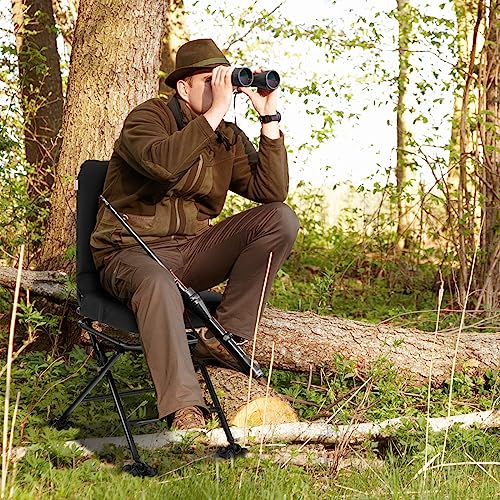 Black 360° Swivel Folding Hunting Chair with Padded Cushion T6116