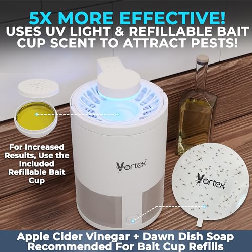 Indoor Insect Trap UV Light Suction Glue Board Bug Light Fruit Fly Trap (Black) R606639
