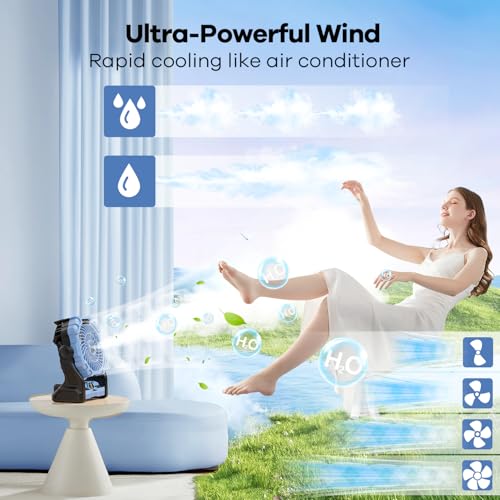 30000 mAh Rechargeable Portable Misting Fan with RGB Lantern M876814