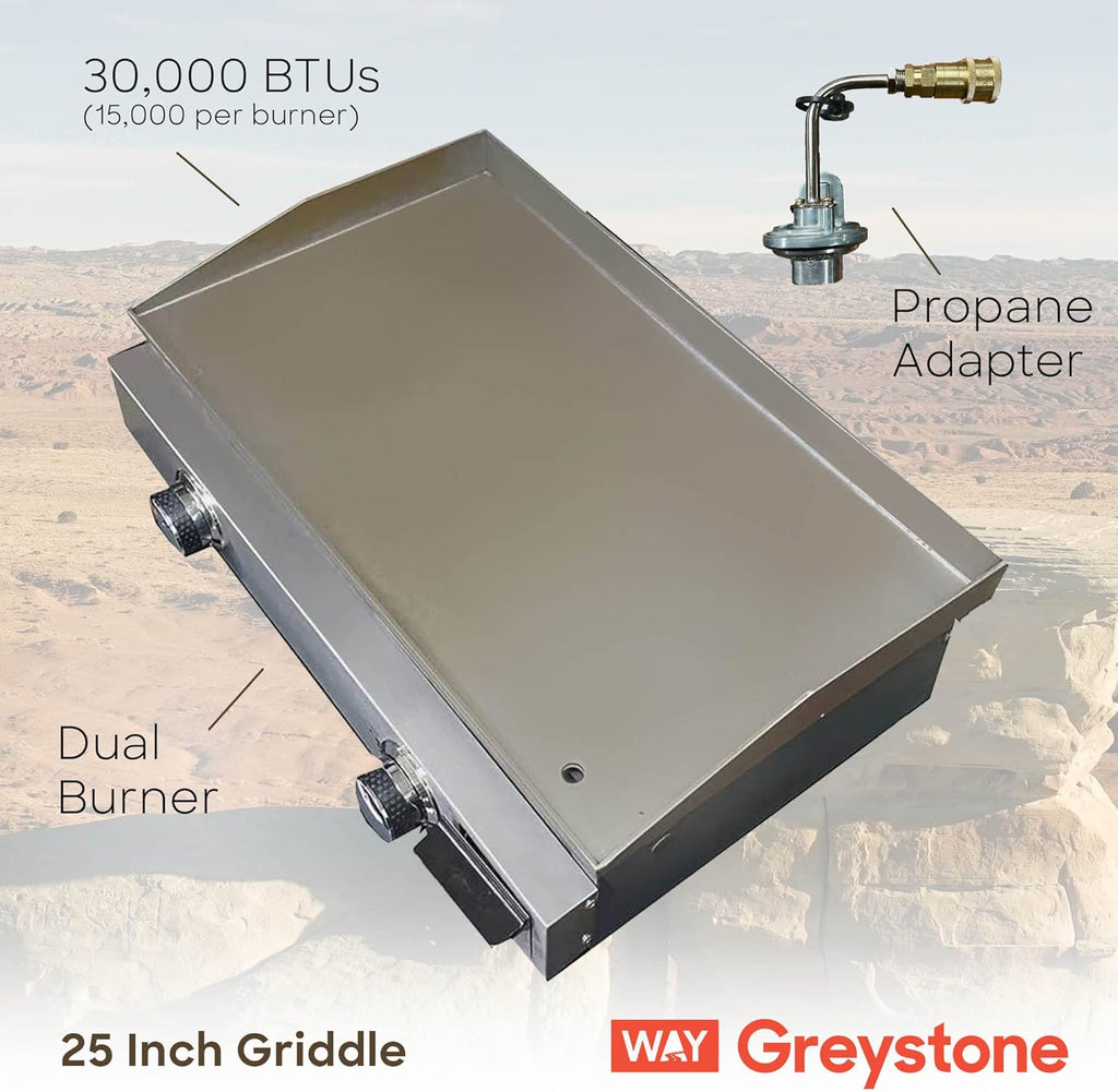 Black 25 Inch Stainless Steel RV Griddle with 2 Burners I470000