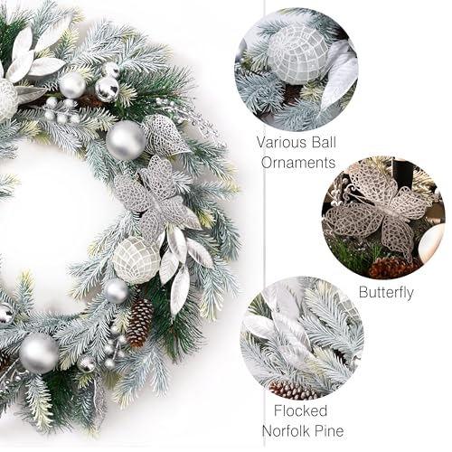 24'' Pre-Lit Pink Christmas Wreath with Lights E586126