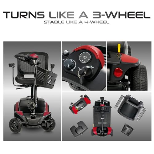 Iceberg Blue 4-Wheel Scooter with 18 Ah Battery, 300 Lbs Weight Capacity, 17"x17" Foldable Seat E316