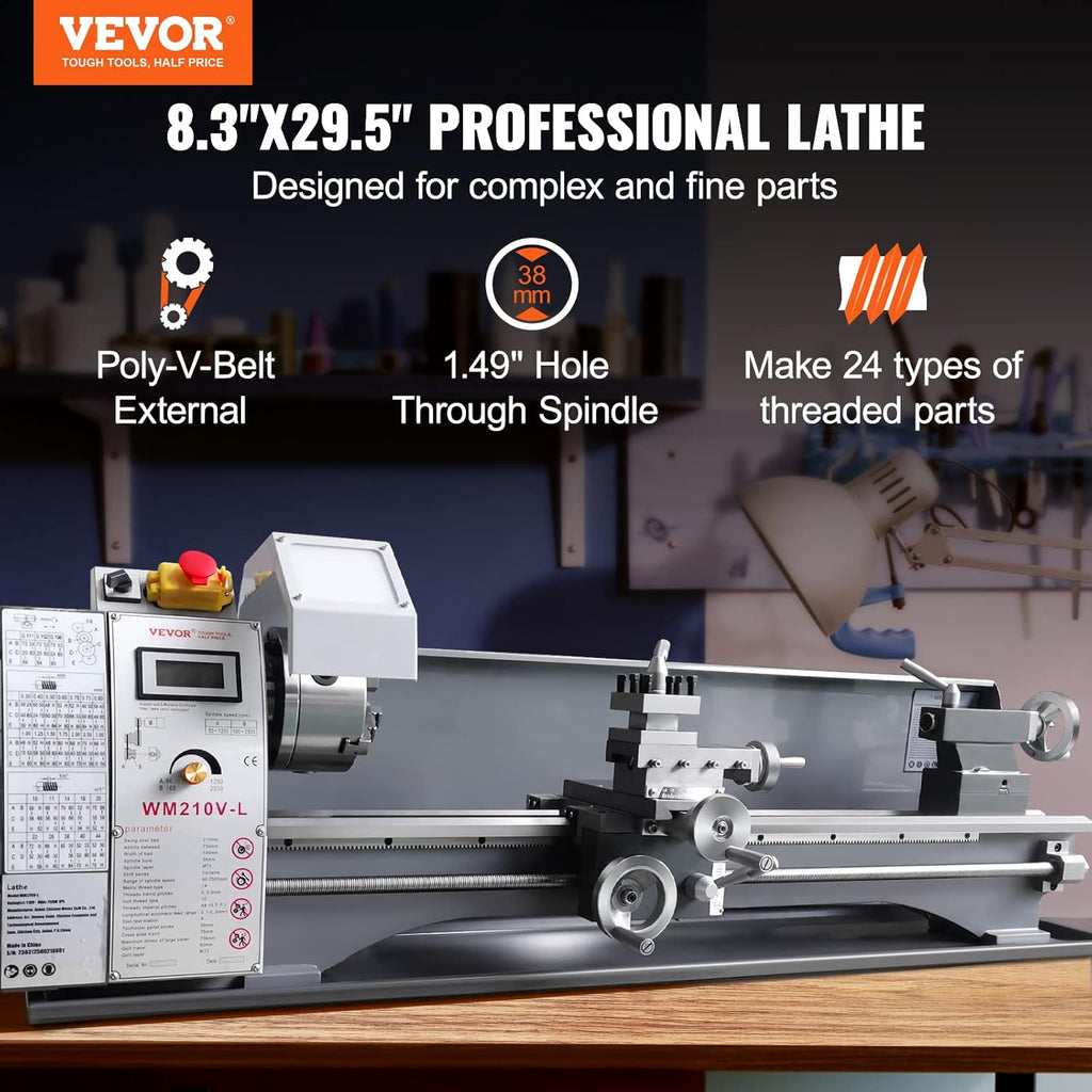 8.3'' x 29.5'' Benchtop Metal Lathe with Tool Box C175400