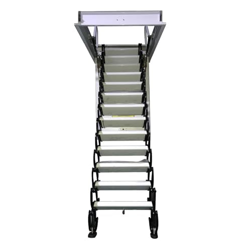 Attic Ladder 13 Steps Telescoping Folding Ladder, 31.5 x 35.4 Inch, 10.5 ft Height, 660lb Capacity V4406