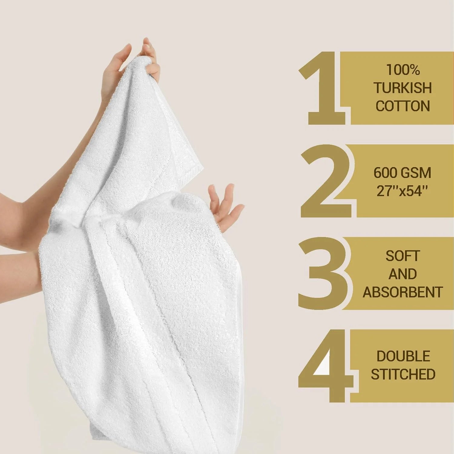White 2 Pcs Bath Towel N756