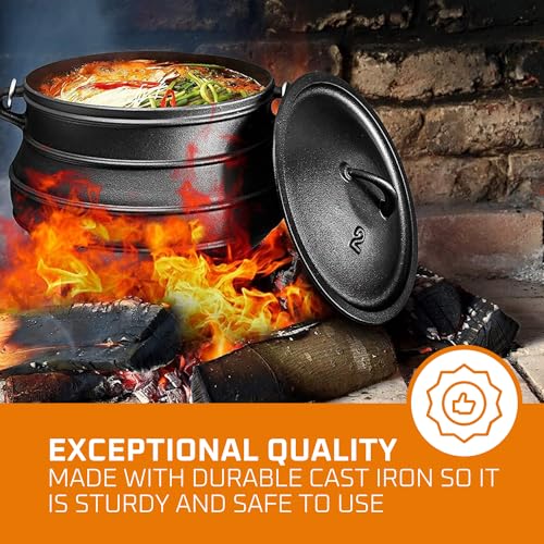 10 Quarts Pre-Seasoned Cast Iron Cauldron with Lid Q3851