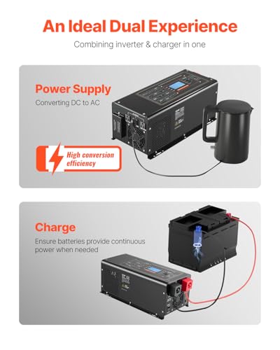2000 Watt DC 12V to AC 120V Pure Sine Wave Inverter Charger with LCD Display F681