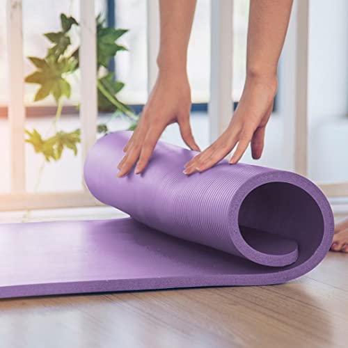 Extra Thick Yoga Mat with Strap, 72x23 in Non-slip Exercise Mat, 1/2 Inch S9274