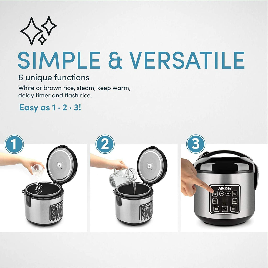 8 Cup Digital Stainless Rice Cooker and Food Steamer F7604